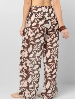Printed Sheer Wide-leg Pants
