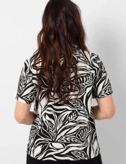 Printed Shirt Collar Blouse