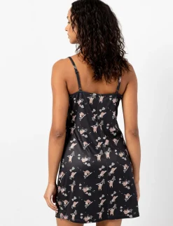 Printed Slip Dress with Thin Straps