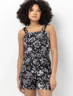 Printed Square-neck Romper