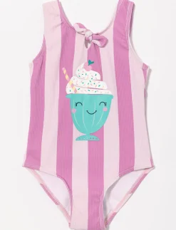 Printed Tie-front 1-piece Swimsuit - Little Girl