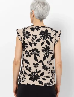 Printed T-shirt with Flutter Sleeves