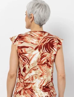 Printed T-shirt with Flutter Sleeves