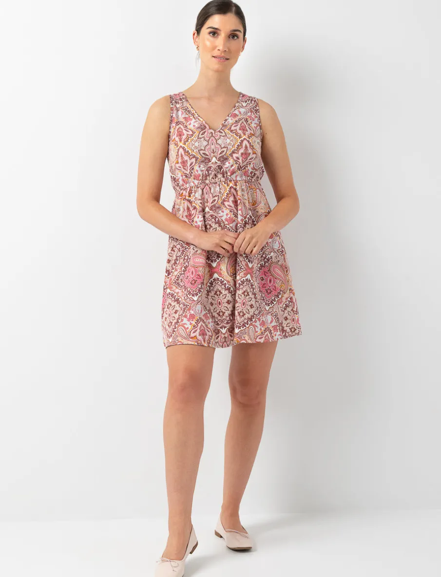 Printed V-neck Dress