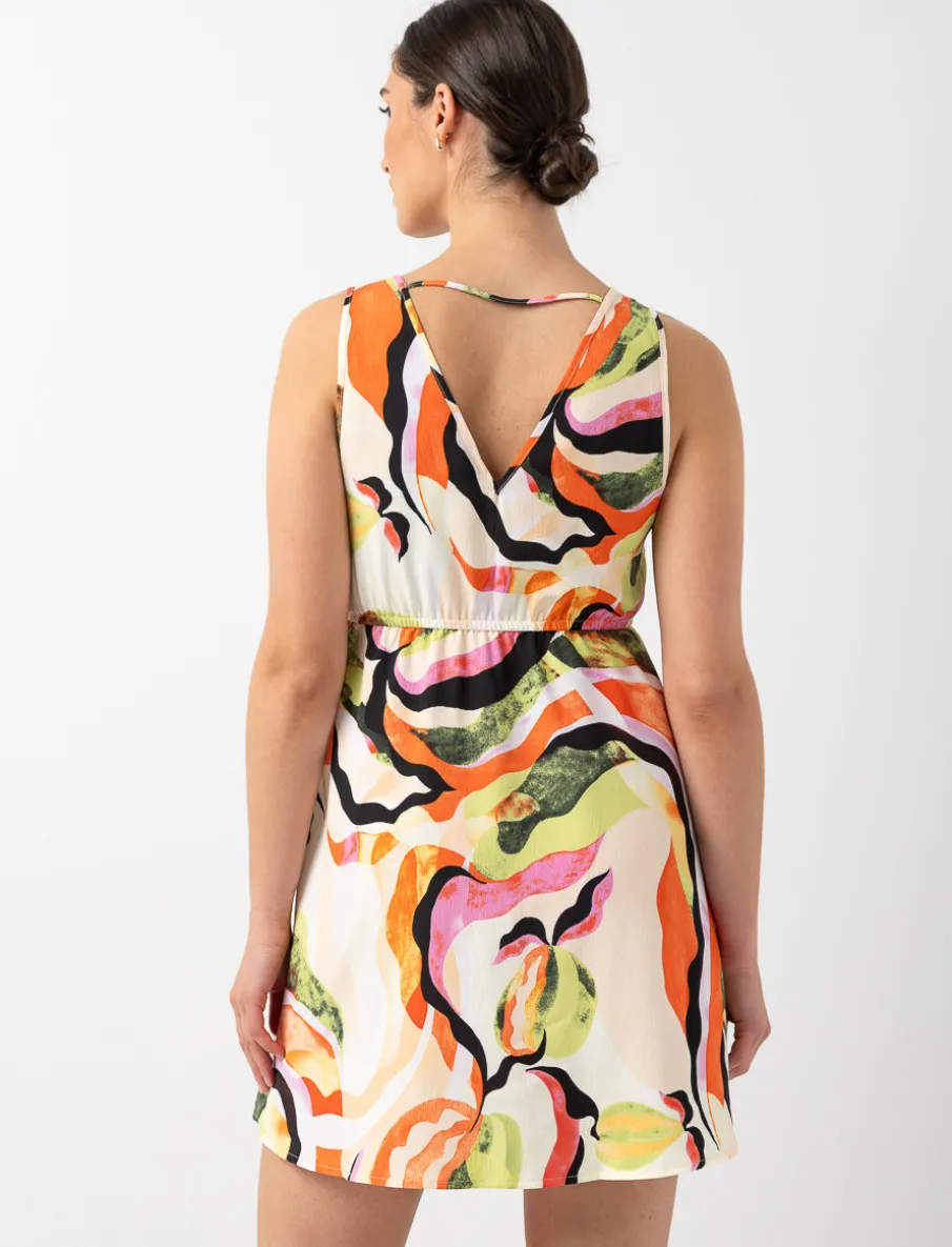 Printed V-neck Dress