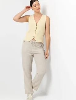 Pull-on Linen-blend Trousers