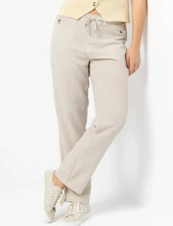 Pull-on Linen-blend Trousers