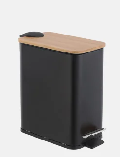 Rectangular Trash Can with Bamboo Lid