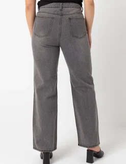 Regular-rise Wide-leg Jeans with Rhinestones