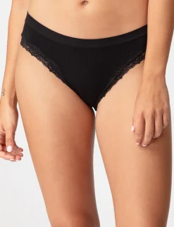 Ribbed Bikini Panty with Lace