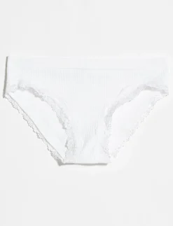 Ribbed Bikini Panty with Lace