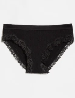 Ribbed Bikini Panty with Lace