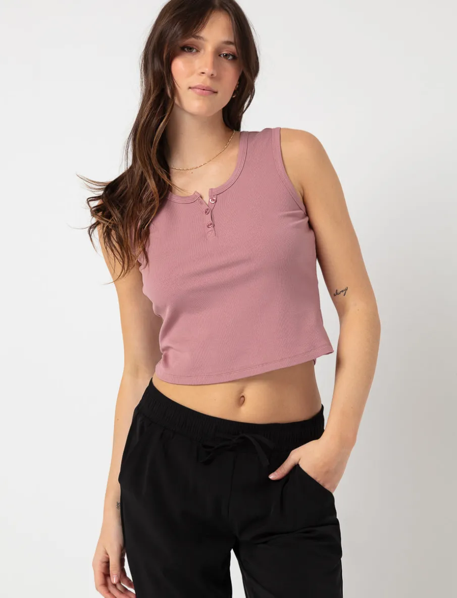 Ribbed Buttoned Tank Top