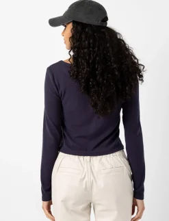 Ribbed Button-front T-shirt