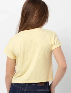 Ribbed Cropped T-shirt with Shoulder Detail