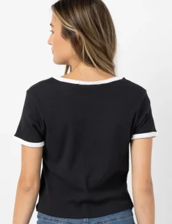 Ribbed Embroidered Crop Top