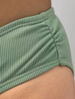 Ribbed Mid-High Waist Bikini Bottom