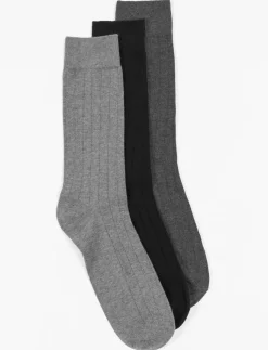 Ribbed Mid-lenth Socks - Pack of 3
