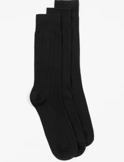 Ribbed Mid-lenth Socks - Pack of 3
