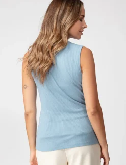 Ribbed Mock-neck Tank Top