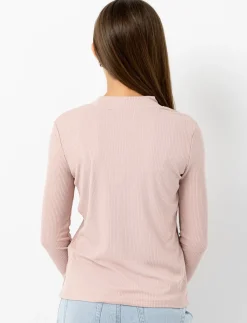 Ribbed Mock-neck T-shirt