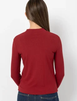 Ribbed Mock-neck T-shirt