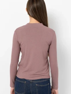 Ribbed Mock-neck T-shirt