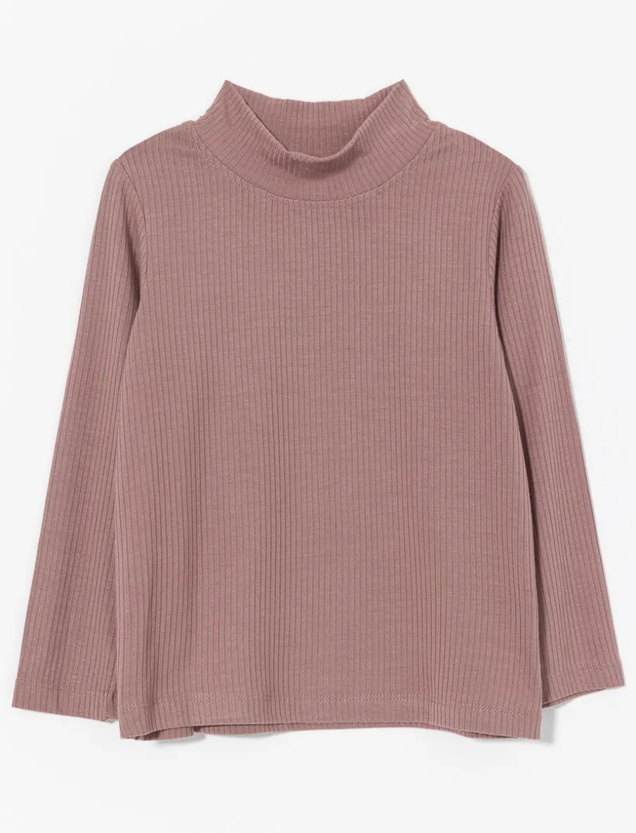 Ribbed Mock-neck T-shirt - Little Girl