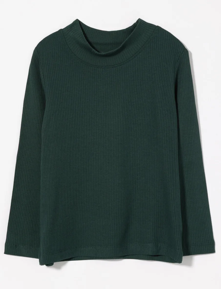 Ribbed Mock-neck T-shirt - Little Girl