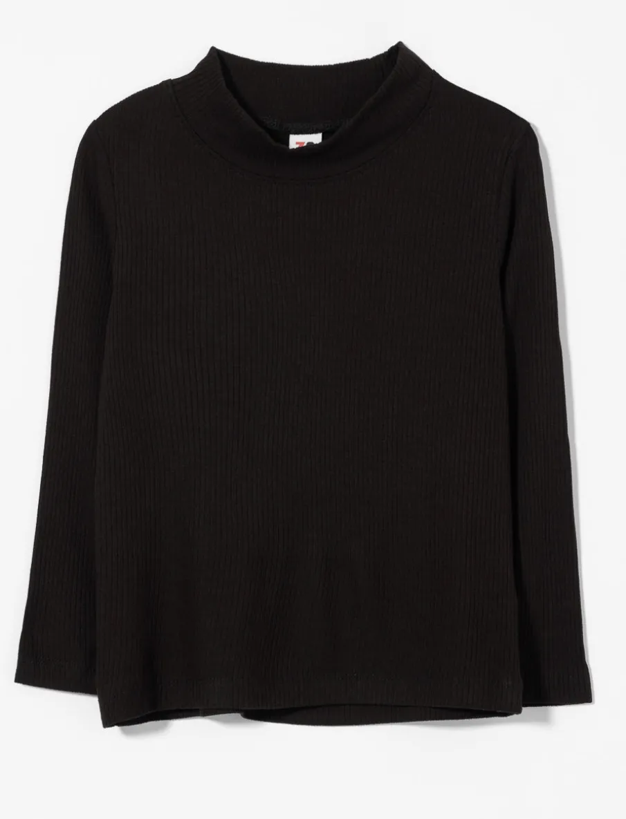 Ribbed Mock-neck T-shirt - Little Girl