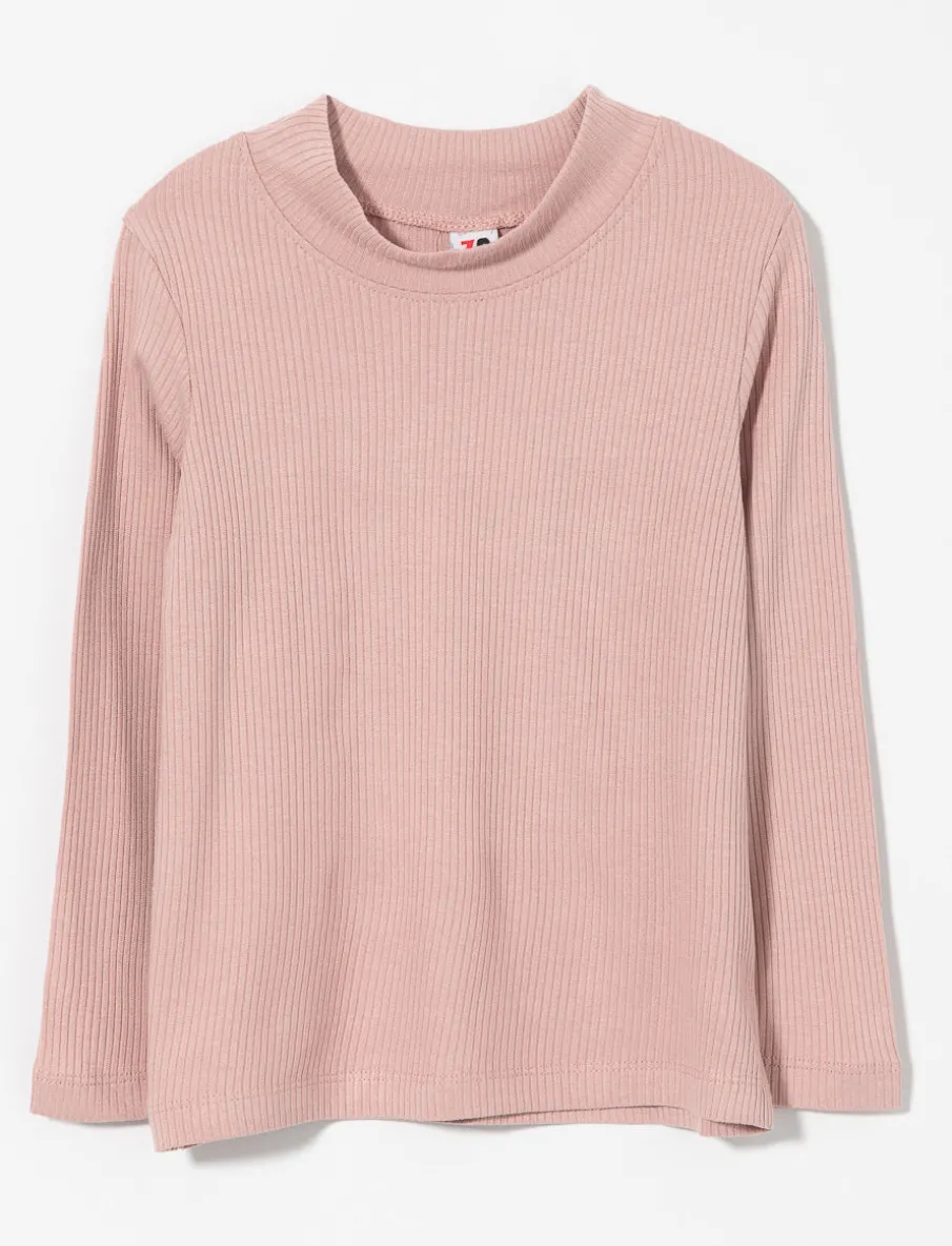 Ribbed Mock-neck T-shirt - Little Girl