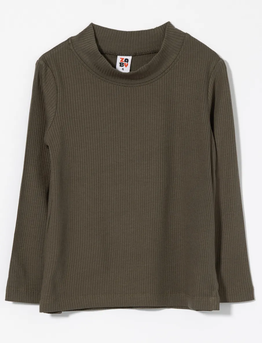 Ribbed Mock-neck T-shirt - Little Girl
