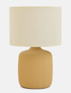 Ribbed Ochre Yellow Ceramic Table Lamp