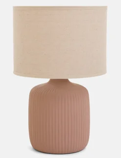 Ribbed Pink Ceramic Table Lamp