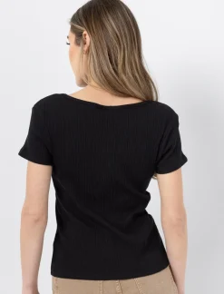 Ribbed Scoop-neck T-shirt