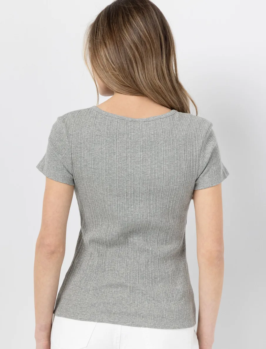Ribbed Scoop-neck T-shirt
