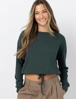 Ribbed Sweater with Drawstring