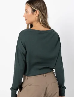 Ribbed Sweater with Drawstring