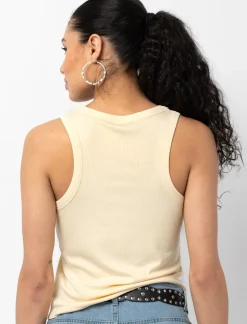 Ribbed Tank Top with Studded Neckline