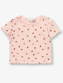 Ribbed T-shirt with Lace Collar
