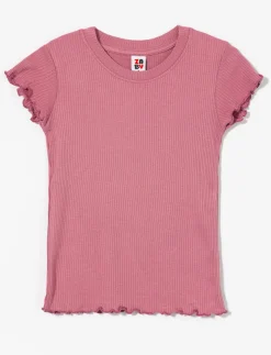 Ribbed T-shirt with Lettuce Trim - Little Girl