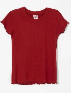 Ribbed T-shirt with Lettuce Trim - Little Girl