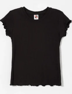 Ribbed T-shirt with Lettuce Trim - Little Girl