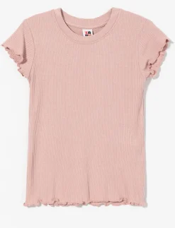 Ribbed T-shirt with Lettuce Trim - Little Girl