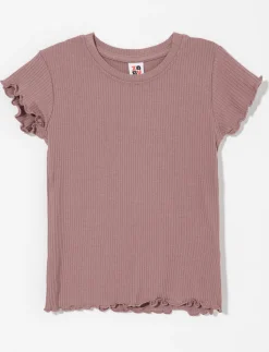 Ribbed T-shirt with Lettuce Trim - Little Girl