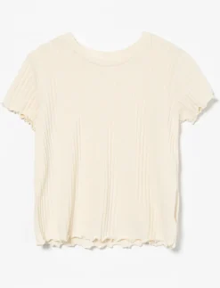Ribbed T-shirt with Lettuce-edge Trim