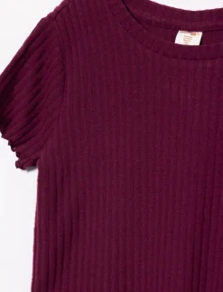 Ribbed T-shirt with Lettuce-edge Trim