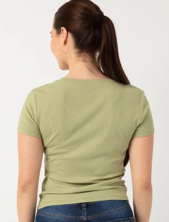 Ribbed V-neck T-shirt