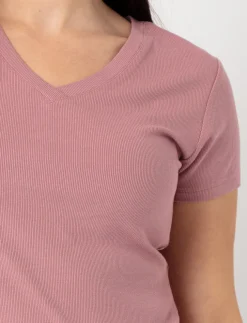 Ribbed V-neck T-shirt