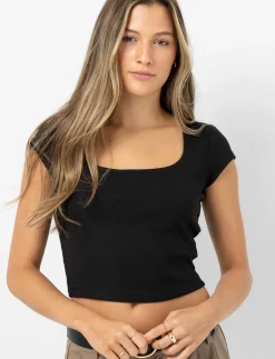 Ribbed Wide-neck T-shirt